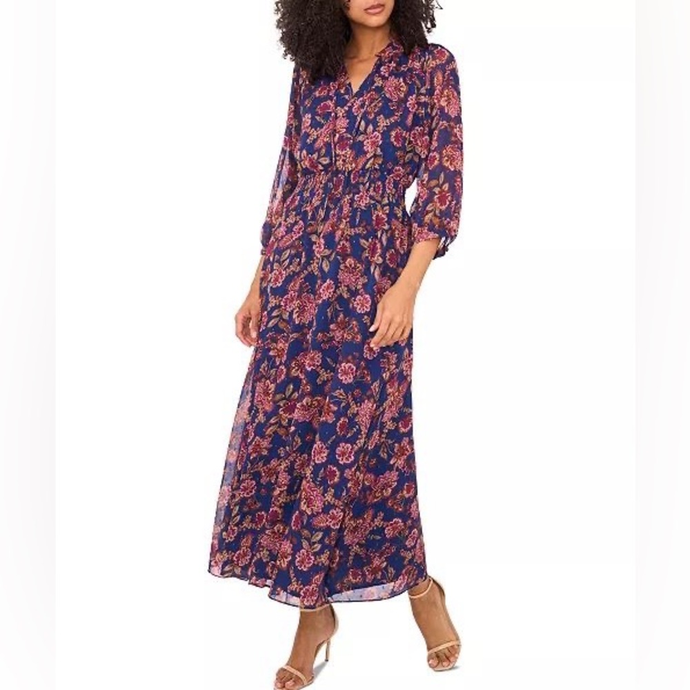 Vince Camuto Metallic Floral Maxi Dress - Medium - Like NEW